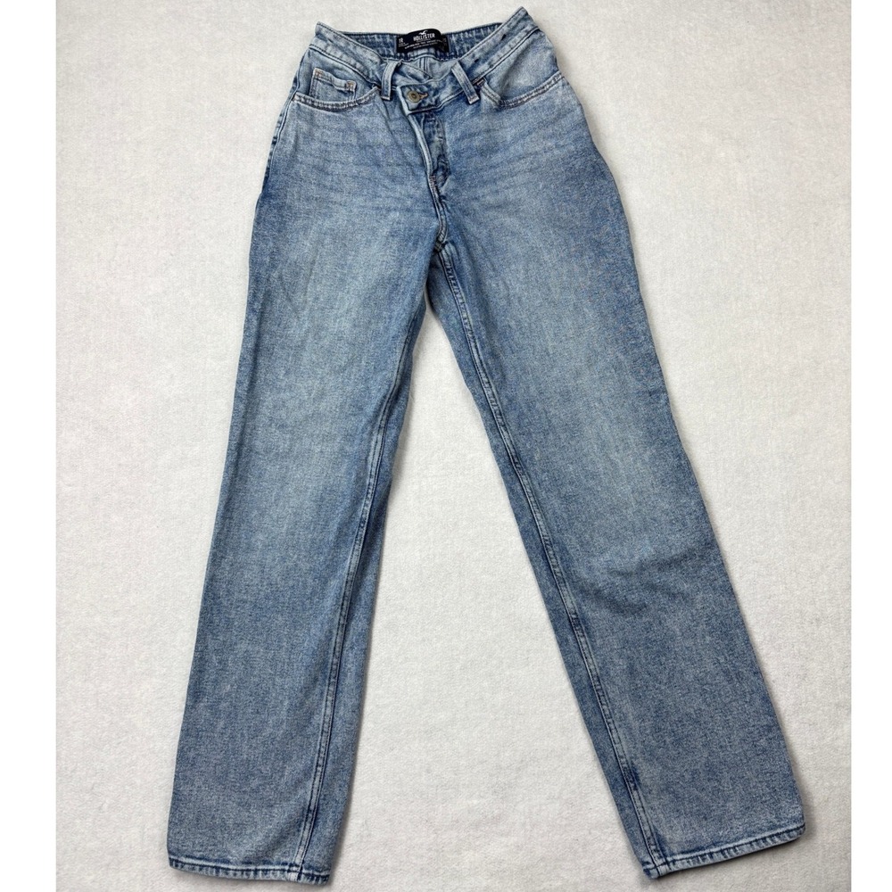 Hollister Ultra High-Rise 90s Vintage Straight Jeans Light Wash Button Fly 1R 25